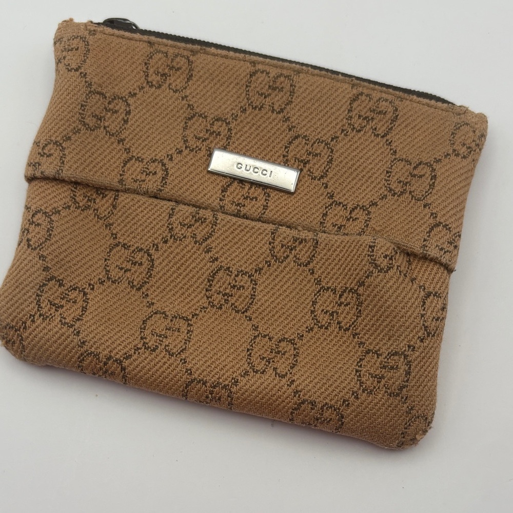 Gucci Brown Monogram Clutch zipper pouch